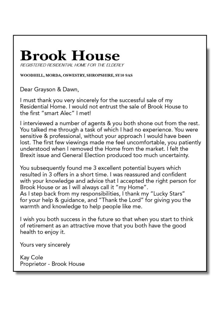 Brook House Testimonial