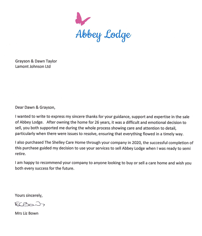 Abbey Lodge Testimonial