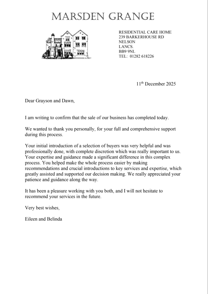 Marsden Grange Testimonial